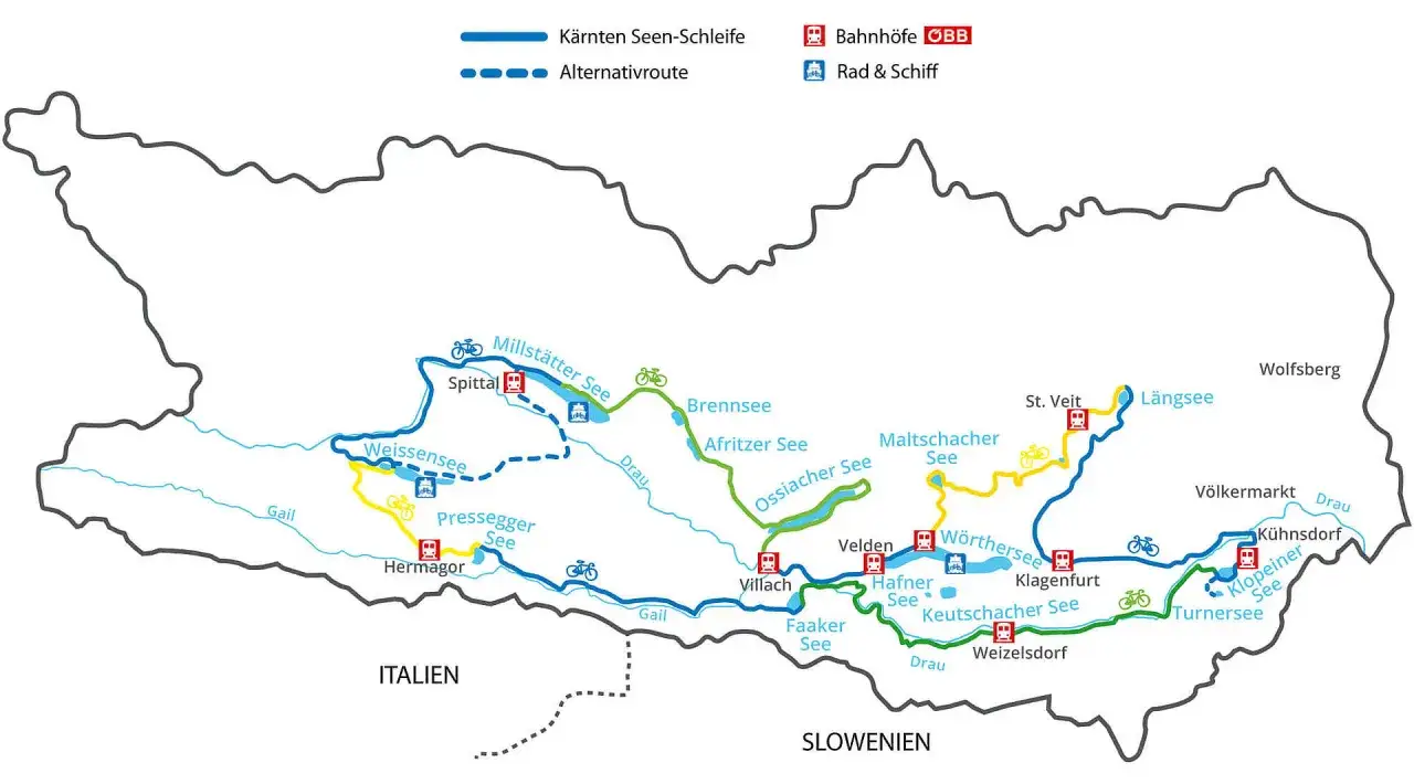 K&auml;rntner Seen Karte interaktiv &Uuml;bersicht