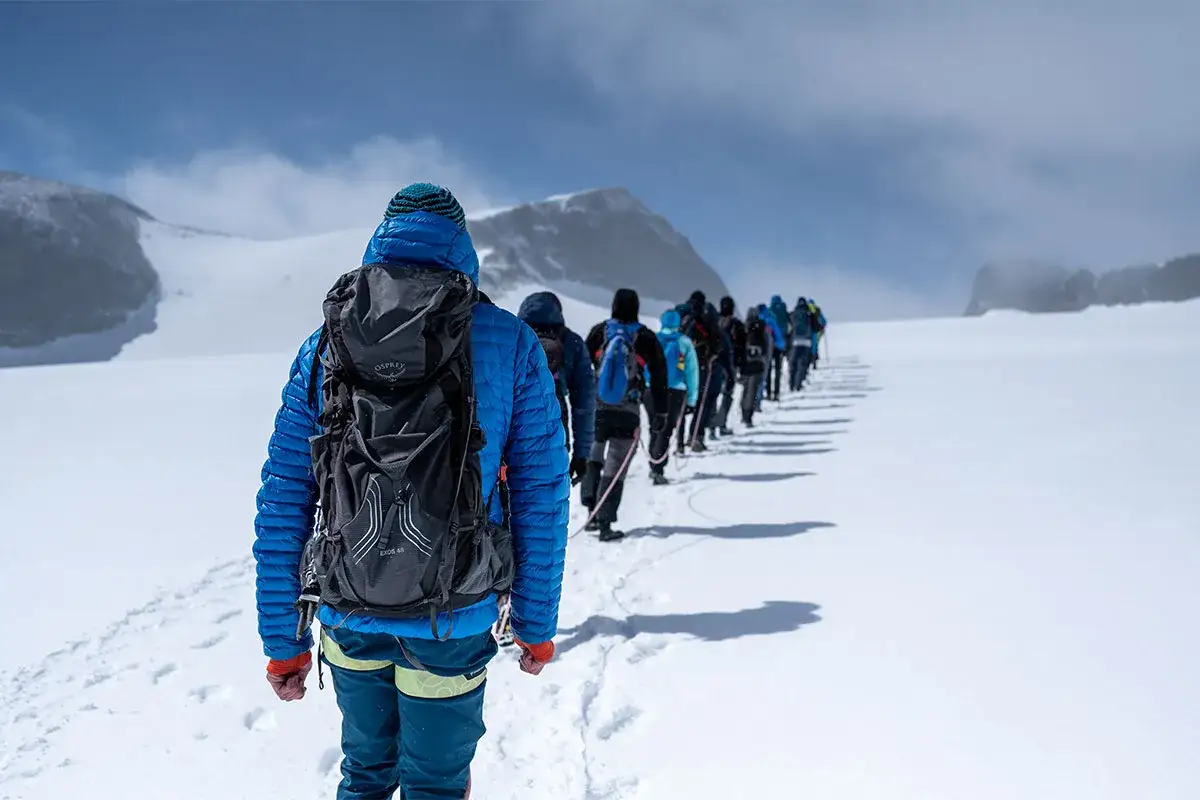 Wanderer auf dem Weg zum Galdh&oslash;piggen Norwegen