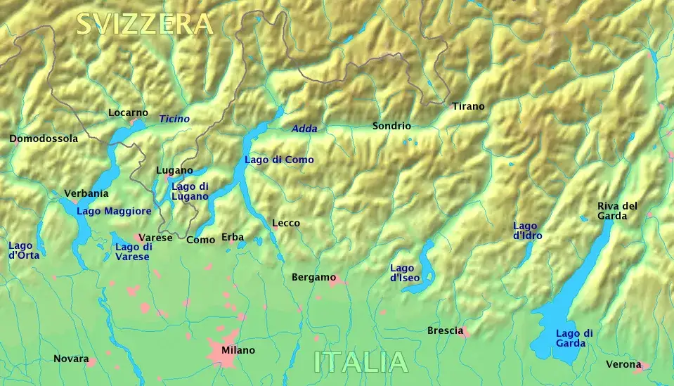 Karte italienische Seen Übersicht