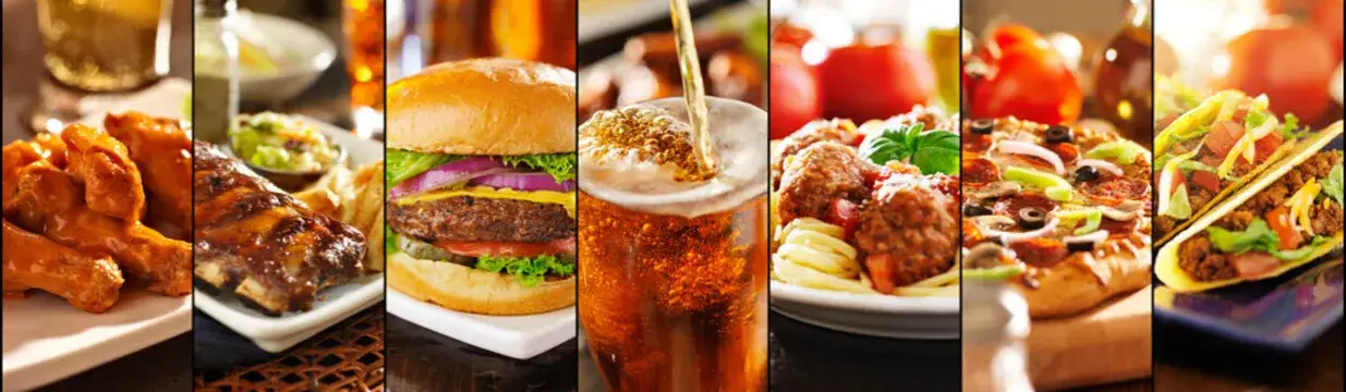 Verschiedene Gastronomiebetriebe Collage Imbiss Restaurant Bar