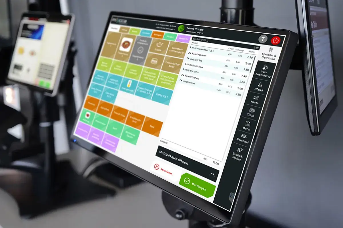 Integration von Kassensystem und Warenwirtschaft auf einem Tablet in einem Restaurant